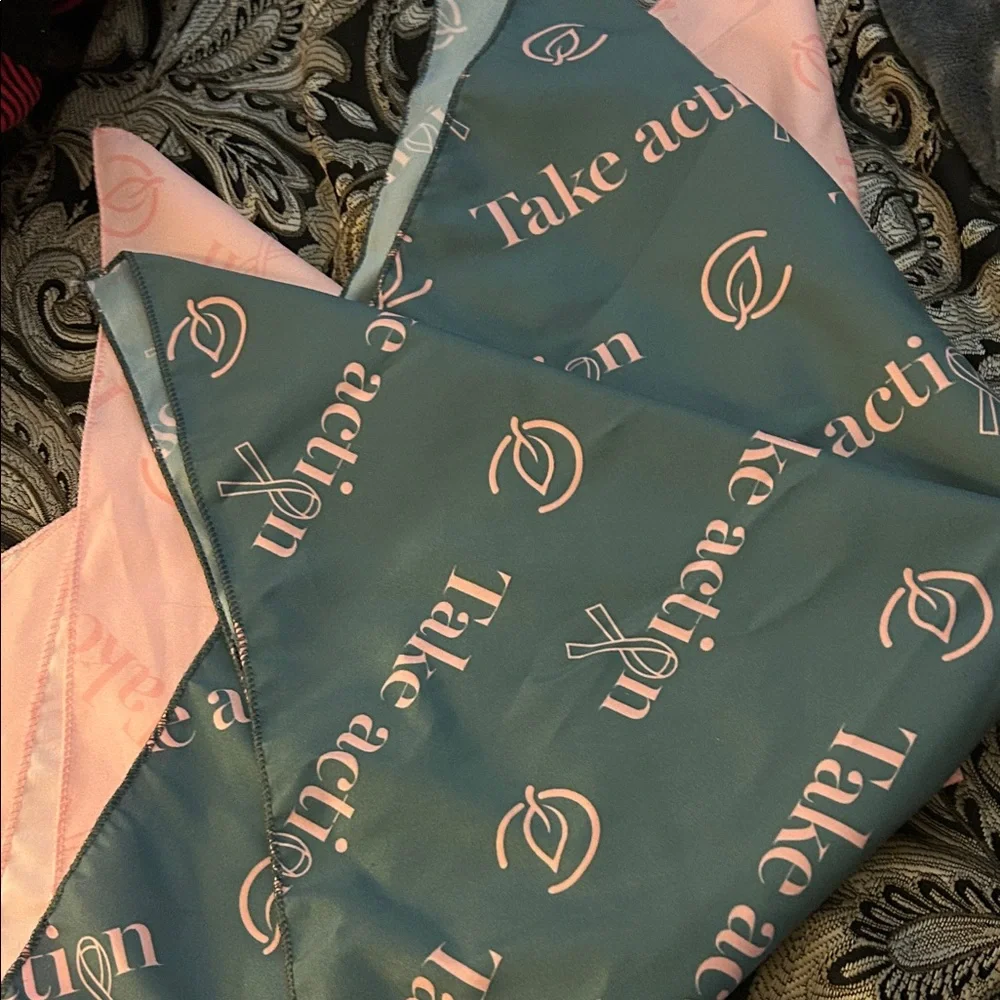 Pink and Gray 'cancer awareness Take Action' Scarf